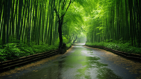 美丽的竹林景观图片