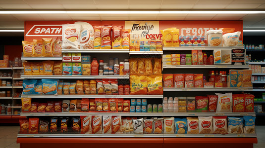 超市里的商品货架图片