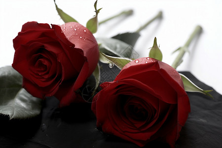 两支红色的玫瑰花图片