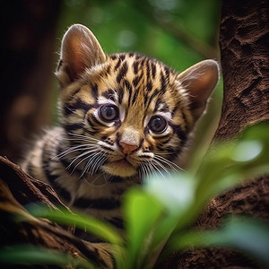野外可爱的老虎幼崽图片