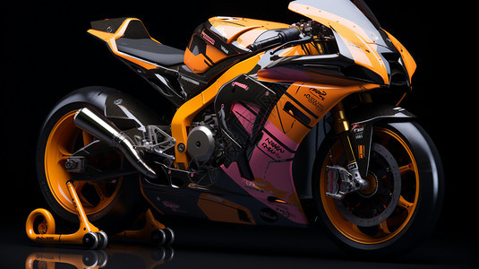橘色的越野摩托车图片