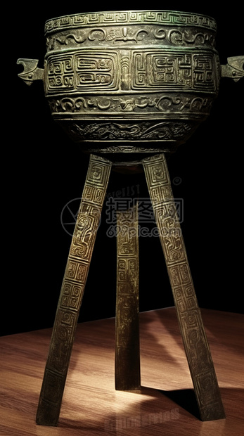 古代三足铜鼎概念图图片