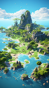 3D海洋岛屿地图背景图片