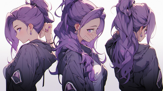 美丽的紫发动漫少女图片