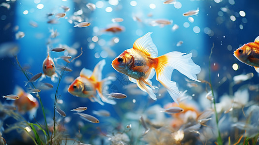 鱼缸里漂亮的金鱼图片