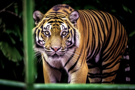 瞄准目标猎物的老虎图片