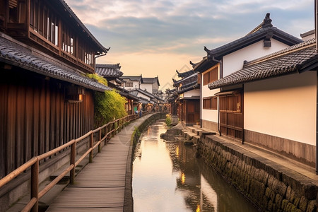 日本街道传统的城市景观街道背景