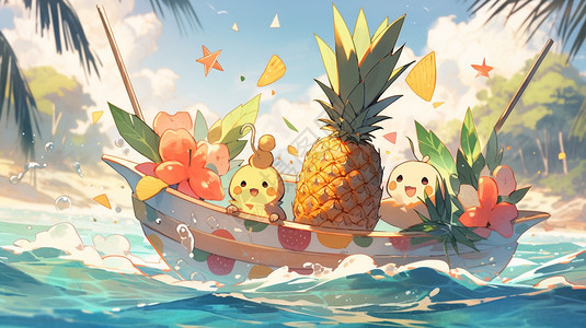 可爱的卡通菠萝船图片
