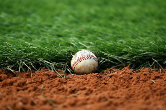 绿色草地上的棒球图片
