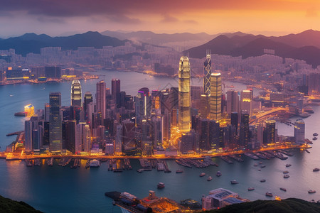 香港城市景观背景图片