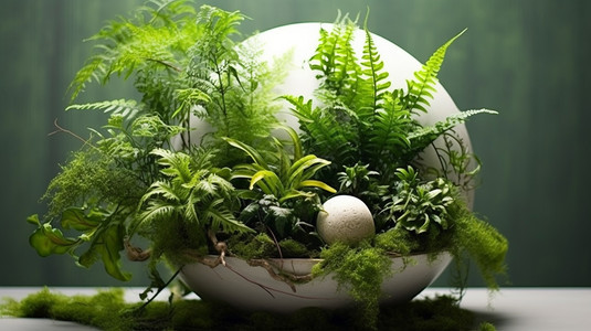 未来派净化空气的植物装饰图片