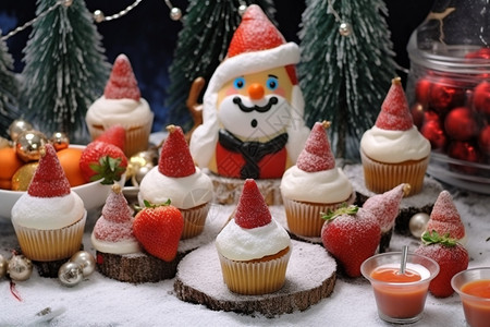 圣诞节甜品圣诞草莓高清图片