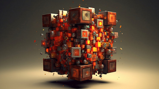 抽象立方体盒子创意概念图图片