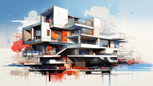 创意城市房屋建筑插图图片