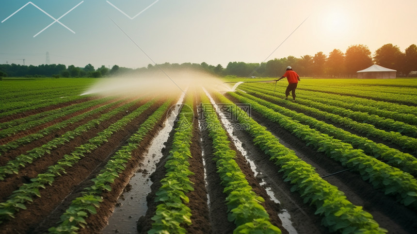 农场中的自动化灌溉图片