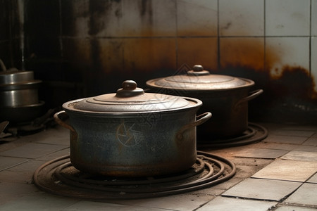 炉灶的锅图片