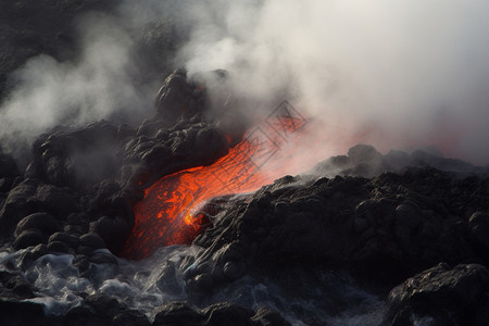 火山裂纹火山的熔融背景