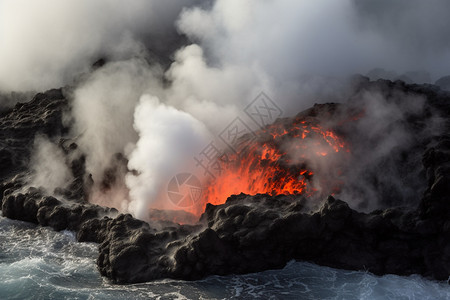 火山裂纹流动的岩浆背景