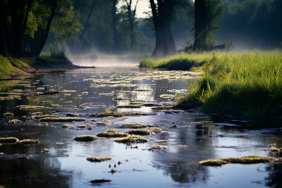 薄雾笼罩的河流图片