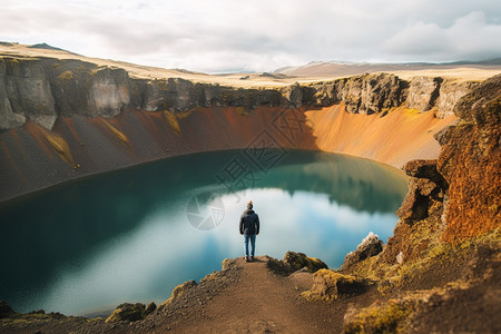 火山口湖巨大的火山口高清图片