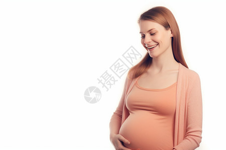 孕妇微笑的摸着肚子图片