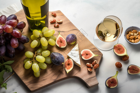 石榴葡萄和白葡萄酒图片