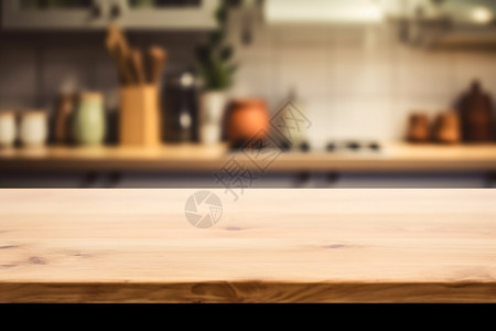 厨房的木板桌背景图片
