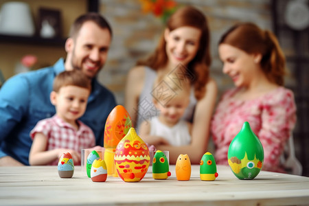 幸福的家人创作的复活节彩蛋背景图片