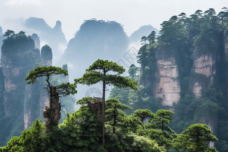 高耸的群峰悬崖背景图片