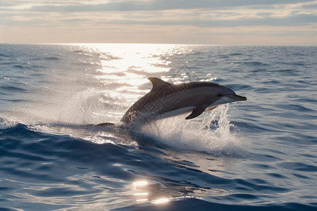海豚在海面跳跃图片