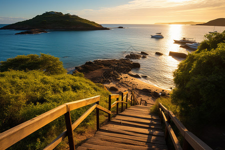 夏季度假海滩的美丽景观图片