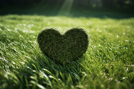 郁郁葱葱草地上的爱心图片
