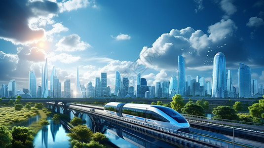 高速行驶的新能源列车图片