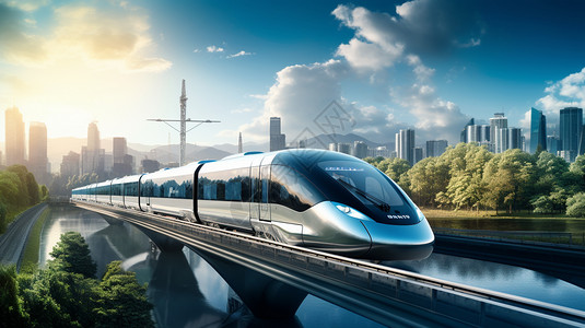 未来派高速行驶新能源列车图片