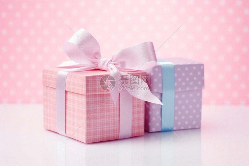 粉嫩的礼物包装图片
