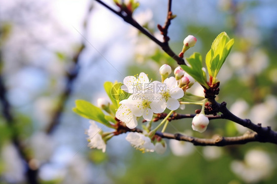 春天树枝上的小花图片