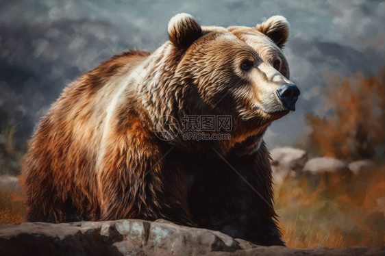 危险的野生棕熊插画图片