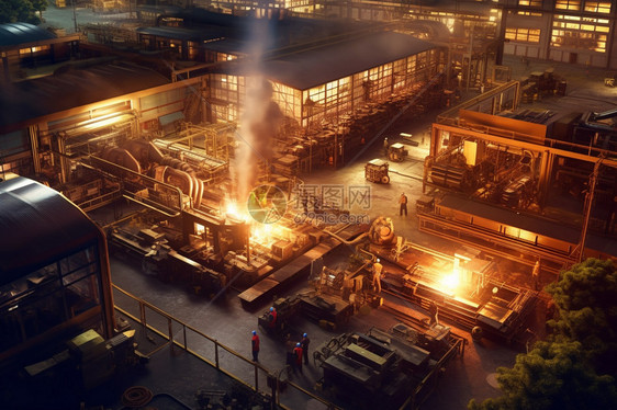 黄昏的金属加工工厂图片