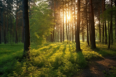 森林清晨的阳光图片