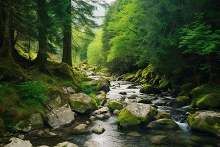 山林中的小溪图片