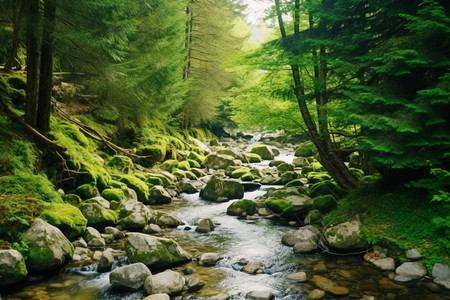 山林中的溪流图片