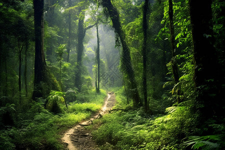丛林中的蜿蜒山路背景图片