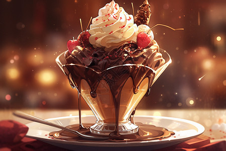 巧克力圣代冰淇淋图片