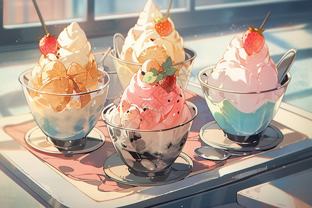 冰淇淋圣代图片