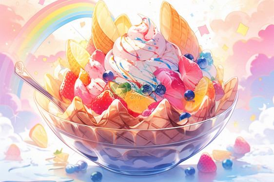 水果和糖果的冰淇淋图片