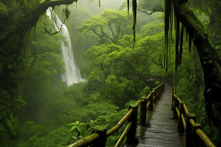 丛林中的木桥图片