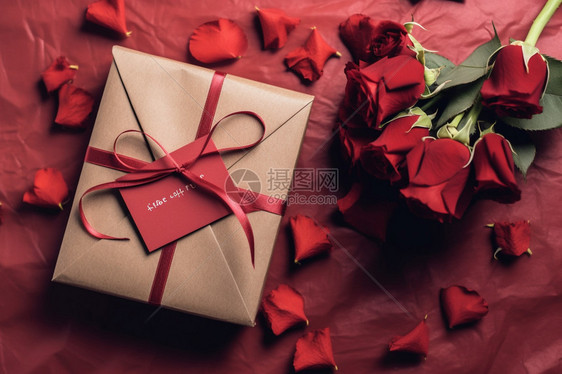 红玫瑰和礼物图片