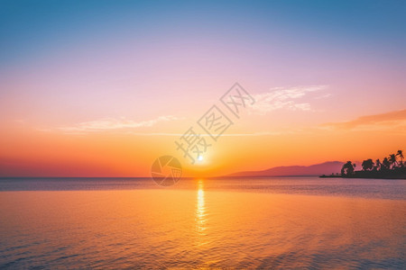 海洋日出日落海面背景图片