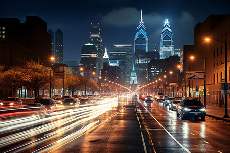 市中心的夜景图片