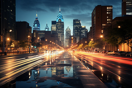 城市商业区夜景图片